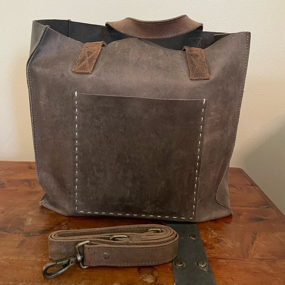 Sugarboo & Co Charcoal Leather Tote Bag